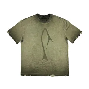 Custom Mens Graphic Screen Print Streetwear Tee Distressed Sun Faded Tshirt