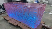 Mesa de Centro para el Hogar, LED, Rosa, Resina Transparente, Cristal, Barra, Mostrador, Restaurante