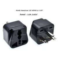 Adaptateur de prise universelle NEMA 6-15P 110-250V 15A en ABS et cuivre, convertisseur de prise électrique pour l'Amérique du Nord et les États-Unis