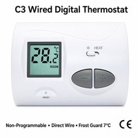 Thermostat filaire C3 moderne et écologique sans fil RF pour chaudière à gaz, manuel et non programmable, pour hôtels et sous-sols