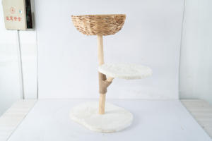 LM Holz-Katzenbaum Katzenmöbel Katzenhöhle Katzen-Spielbaum Haustier-Holzspielzeugbaum Handgefertigter Wasserhyazinthen-Haustierbaum mit Bett - Product Image 4