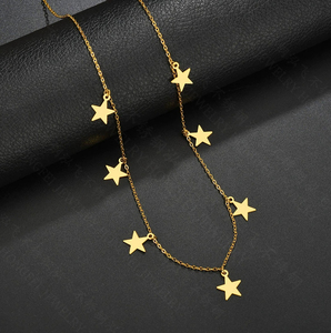Collana da donna in acciaio inossidabile placcato oro 18K Infinite piccole stelle per occasioni regalo 2022 - Product Image 2