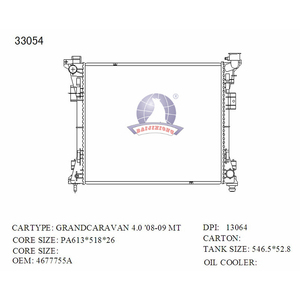 Radiador Automotriz 33054 RAD13062 para <span class=keywords><strong>DODGE</strong></span> GRAND <span class=keywords><strong>CARAVAN</strong></span> 4.0 08-09 MT, Radiadores de Aluminio - Product Image 6