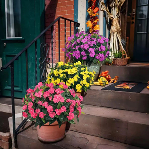 Decoración de Balcón con <span class=keywords><strong>Impatiens</strong></span> Artificiales en Macetas Combinadas con Ramos de Vegetación, Ideal para Bodas en Interiores y Exteriores - Product Image 5