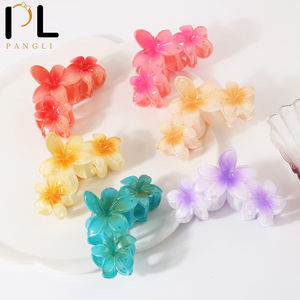 <span class=keywords><strong>PL</strong></span> 10cm Großhandel Neueste Blumen Haar Klaue Clips Mode Haars pange Zubehör für Frauen Acryl Haars pangen - Product Image 1