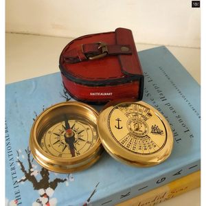 เข็มทิศทองเหลือง ALFA NAUTICAL พร้อมปฏิทิน ของตกแต่งทางทะเล อุปกรณ์นำทางสำหรับการตั้งแคมป์ การเดินทาง และการเดินเรือ พกพาสะดวก ขนาดพกพา - Product Image 2