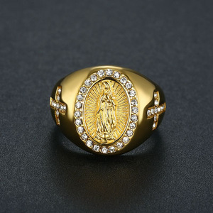 Anillo cruzado de acero inoxidable chapado en oro con diamantes para hombre, joyería de fiesta, diseño geométrico ovalado, JZ006 - Product Image 2
