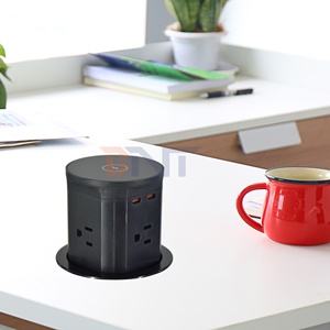 Enchufes neumáticos emergentes de carga inalámbrica USB de 4 salidas 16A Conectividad EE. UU./UE/Reino Unido IP44 Uso en la cocina Enchufe de vidrio de mesa - Product Image 2