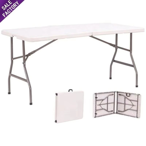 Tavolo <span class=keywords><strong>Pieghevole</strong></span> Portatile da Esterno, Mobili Pieghevoli, Tavoli Rotondi <span class=keywords><strong>in</strong></span> <span class=keywords><strong>Plastica</strong></span> Bianca da 6 Piedi con Sedie per Eventi e Feste all'Aperto - Product Image 1