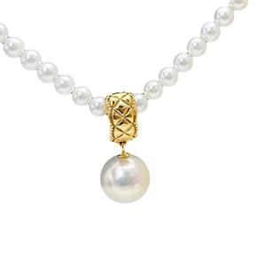 31188DIY Accessoires en perles Pendentif en argent S925 avec perles de 9-13 mm Support vide en or blanc Collier en jade tendance Matériau principal Or - Product Image 5