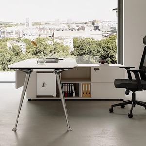 Juego de escritorio y silla de oficina moderno de lujo de gama alta con diseño modular personalizado para mesa de oficina de uso comercial - Product Image 3