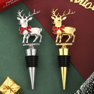 Christmas Reindeer <b>Wine</b> Stopper Gold And Silver Metal Bottle Sealer Holiday Gift - Product Image 1