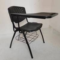 Chaise de conférence empilable en plastique et métal avec tablette d'écriture pour salle de réunion, idéale pour la formation et l'étude, prix de gros abordable, en vente