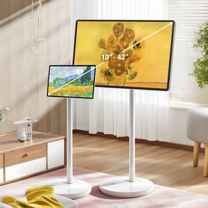 360 độ xoay sàn kim loại đứng LCD di động quảng cáo Chiều cao có thể điều chỉnh màn hình đứng giỏ hàng với bánh xe - Product Image 1