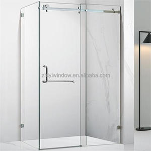 Mampara de Ducha Esquinera Moderna que Ahorra Espacio con Puerta Corredera de Vidrio Templado de 8 mm de Grosor <span class=keywords><strong>para</strong></span> Baños Pequeños - Product Image 5