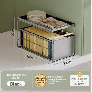 Étagère de <span class=keywords><strong>rangement</strong></span> de cuisine en métal Armoire de <span class=keywords><strong>rangement</strong></span> à épices de type tiroir avec panier multicouche multifonctionnel multicouche <span class=keywords><strong>sous</strong></span> l'évier - Product Image 6