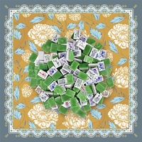 Mahjong Akrilik Amerika 160 Ubin Marmer Golden Mustard Bloom Playmat Alas Anti Selip untuk 4 Pemain Permainan Klub Siap Kirim