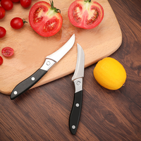 RVS gebogen schilmesje 3,5 inch, zwarte kunststof geplaatste haakpunt, ambidextrous, vaatwasserbestendig, milieuvriendelijk, keuken, fruit