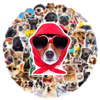 Autocollants de chien de dessin animé mignon personnalisés 50pcs avec lunettes