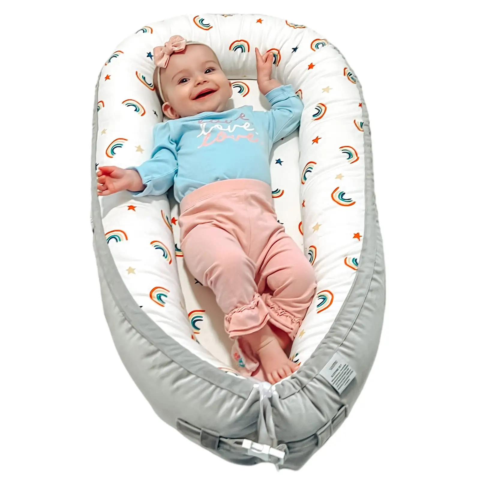 New Design Baby Lounger Super Soft Baby Bed Crib Organic Cotton Lounger Newborn Baby Sleep Snuggle Nest