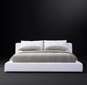 Роскошный современный новейший дизайн мебель для спальни из массива дерева простой двойной Queen-Size Белый каркас кровати - Product Image 3