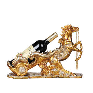 SE7 Résine Cheval Statue Décor À La Maison <span class=keywords><strong>Golden</strong></span> <span class=keywords><strong>Horse</strong></span> Statue Casier À Vin Titulaire Meubles Salon Décor - Product Image 1