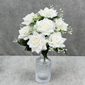 Roses <span class=keywords><strong>artificielles</strong></span> en velours de haute qualité à 7 têtes, petites roses en forme de corne, vente en gros <span class=keywords><strong>pour</strong></span> la décoration de la maison - Product Image 3