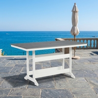 Table de salle à manger moderne d'extérieur en HDPE, résistante aux intempéries, empilable, aspect bois, haute qualité, résistante aux UV, pour jardin et bord de piscine