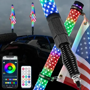 3ft 2.2inch siêu chất béo roi ánh sáng ứng dụng điều khiển từ xa phanh lần lượt RGB sprial nhấp nháy xe ăng-ten LED Cột cờ ánh sáng