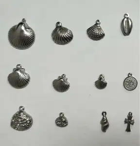 Top Grade DIY Fashion Stainless Steel Punching Castng Sea Shell Starfish Conch Shaped Charm Pendant Accessory