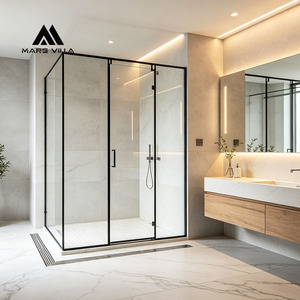 Mars Villa SGCC OEM: Cómo instalar puertas batientes de vidrio sin marco, puertas pivotantes modernas para baño, puerta de ducha pivotante. - Product Image 1