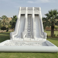 Toboggan aquatique gonflable Octopus bleu et jaune, château gonflable avec toboggan pour piscine creusée