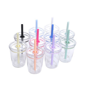 Mehrfarbiger Tritan-Trinkbecher in Lebensmittelqualität, 350ml, mit neuem Design, farbenfrohes Trinkgeschirr für Milchtee & Kaffee - Product Image 1