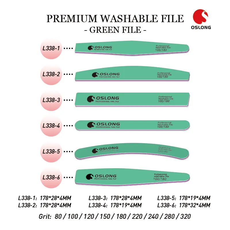 Tùy chỉnh in logo Nail tập tin đầy màu sắc PS Board Nail nghệ thuật Công cụ màu xanh lá cây Nail tập tin Set