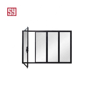 Hiện đại phổ biến tối giản đơn cửa phẳng lớn kính cường lực với sắt rèn thép thành phẩm cho các ứng dụng nhập nội thất - Product Image 3