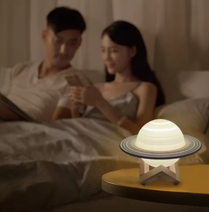 زحل تصميم القمر الحديث أدى ضوء الليل تعمل باللمس غرفة نوم تعمل بالطاقة الدافئة الأبيض الانبعاثات عكس الضوء 3D - Product Image 5