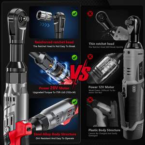 Clé à cliquet sans fil 18V de qualité supérieure Outil 3/8 "Seulement Cliquet électrique 75FT-LBS (102N.m) avec fonctions d'alimentation étendues - Product Image 2