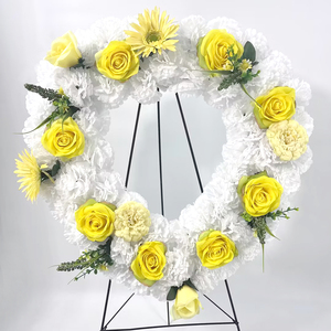 卸売 大型 人工シルク 葬儀用墓花 ハート型リース 謹意の意を表すリース 葬儀/追悼リース - Product Image 5