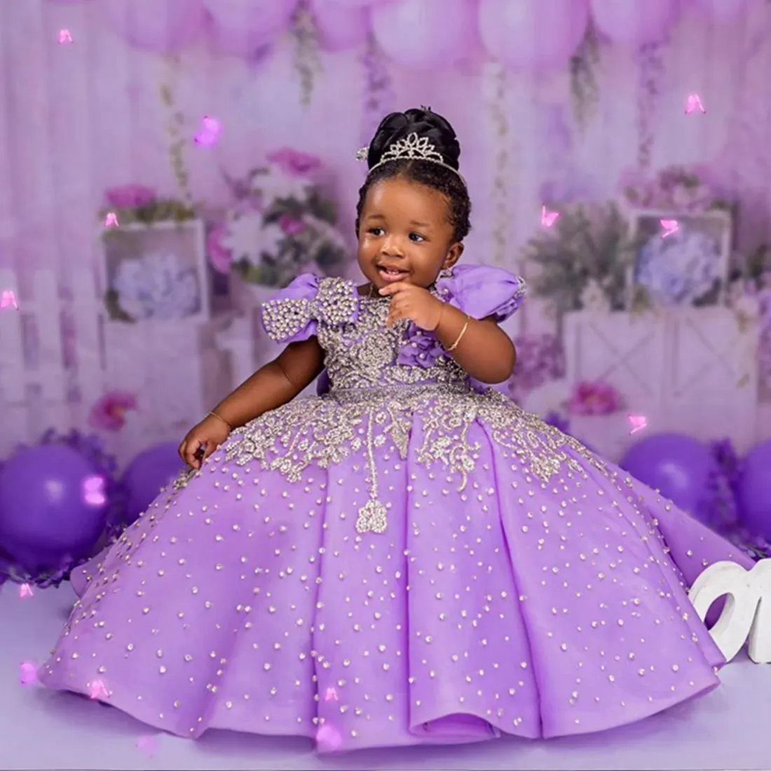 Wholesale Kids Purple Dress Elegant Party Wear for Girls