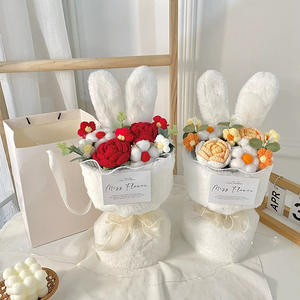 Ramo de Muñecas, Flores de Simulación, Flores de Lana, Ramo de Orejas de Conejo de Peluche, Regalo de San Valentín, Ramo de Abrazos, Ramo de Mano - Product Image 2