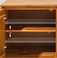 Mid-Century Akazienholz-Sideboard mit 3D-geometrischen Türen, verstellbaren Regalen, Buffetschrank, Großhandel für Ess- und Wohnzimmer