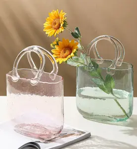 Tas tangan vas kaca transparan, tas tangan mewah sederhana kreatif, vas kaca, tas tangan gelembung