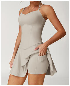 ชุดเดรสสายคล้องคอโชว์หลังสุดเซ็กซี่มีกระเป๋ากางเกงขาสั้นชุดเล่นกีฬาวิ่งชุดฟิตเนสชุดกระโปรงเทนนิส - Product Image 6