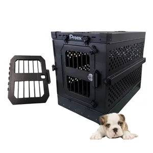 Preex Caisses pliables en aluminium de qualité supérieure pour chiens avec conception empilable dans les tailles 30 ", 34",40 ", 48", 54"