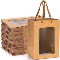 Sac en papier kraft de luxe personnalisable avec logo, blanc, transparent, en PVC, pour emballage cadeau, avec fenêtre