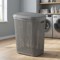 Panier à linge multifonctionnel en plastique écologique Palsitc, gris moderne, avec couvercle en nid d'abeille, pour le linge de lit et les vêtements