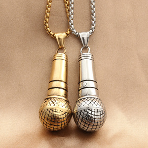 yunnique Microphone Pendant Stainless Steel Men's Necklace Retro <b>Punk</b> Style Party Jewelry 280296 - Product Image 1