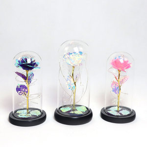 Rose préservée à la main dans un dôme en verre transparent avec éclairage LED Cadeau unique pour toute occasion Fleurs artificielles - Product Image 3