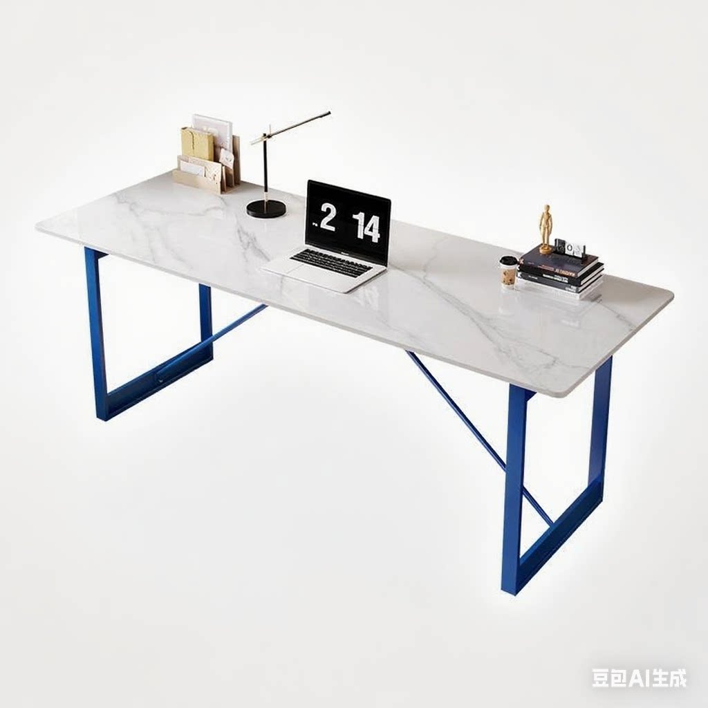 Plateau blanc montagne de neige + pieds de table bleus