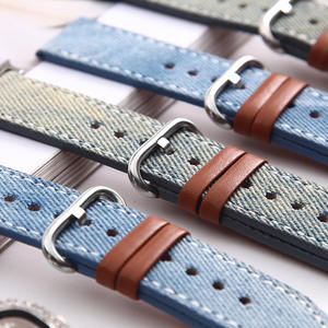 Correas de reloj de mezclilla de 22 mm con hebilla de lona para Apple S10 Huawei GT5, estilo veraniego, azul claro, azul retro - Product Image 1
